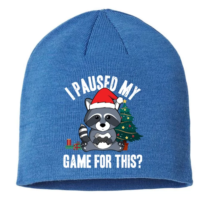 Christmas I Paused My Game For This? Raccoon Lovers Gamer Meaningful Gift 8 1/2in Sustainable Knit Beanie