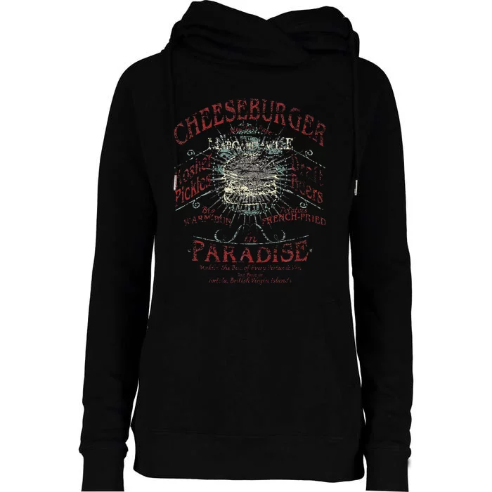 Cheeseburger In Paradise Womens Funnel Neck Pullover Hood