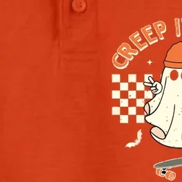 Creep It Real Skateboarding Ghost Retro Halloween Costume Dry Zone Grid Performance Polo