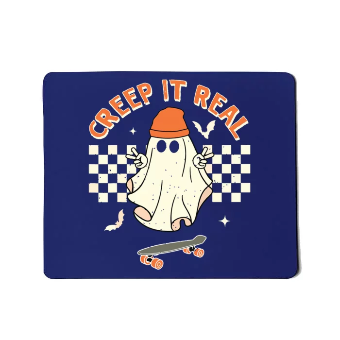 Creep It Real Skateboarding Ghost Retro Halloween Costume Mousepad