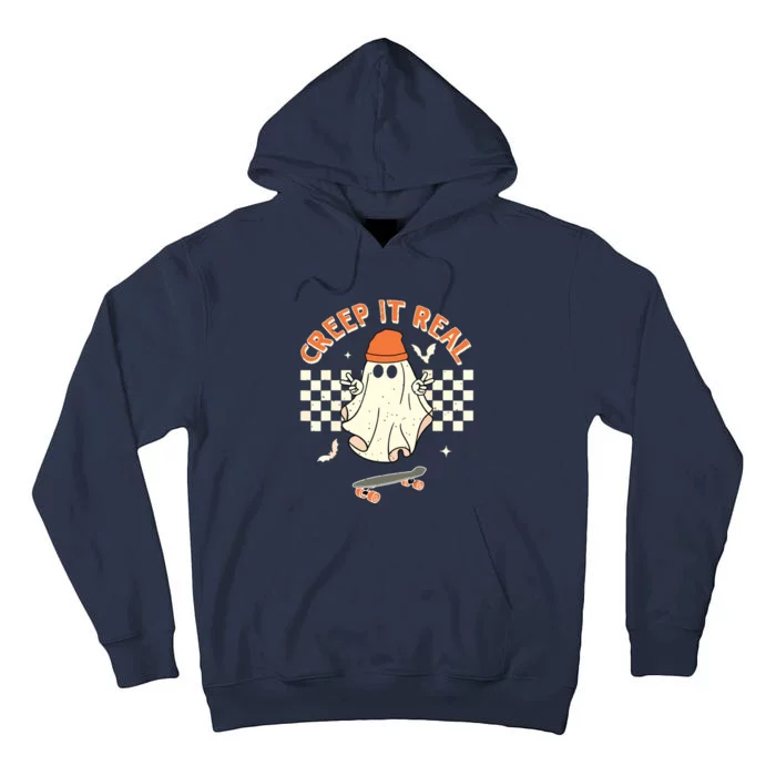 Creep It Real Skateboarding Ghost Retro Halloween Costume Tall Hoodie