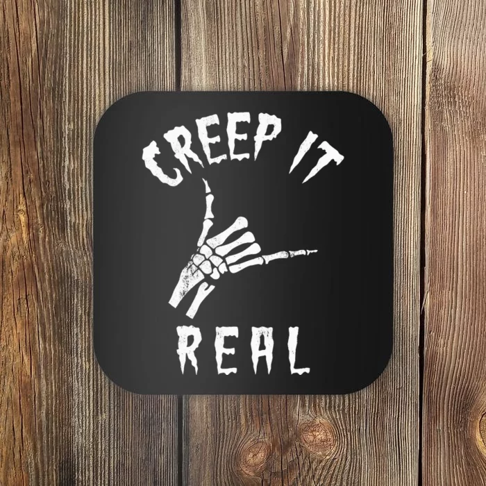 Creep It Real Skeleton Hand Shaka Coaster