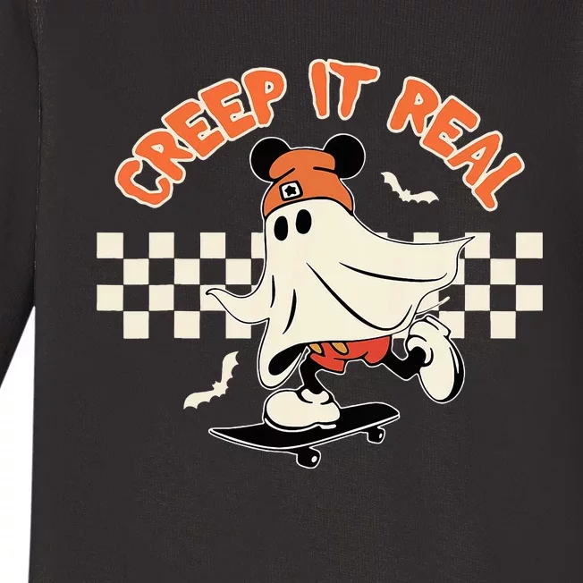 Creep It Real Spooky Ghost Mouse Baby Long Sleeve Bodysuit