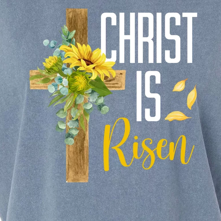 Christ Is Risen Sunflower Cross Easter Garment-Dyed Women's Muscle Tee