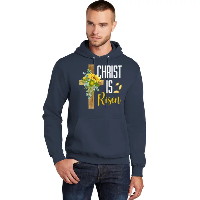 Christ Is Risen Sunflower Cross Easter Hoodie