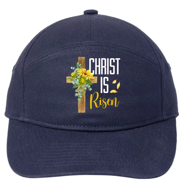 Christ Is Risen Sunflower Cross Easter 7-Panel Snapback Hat