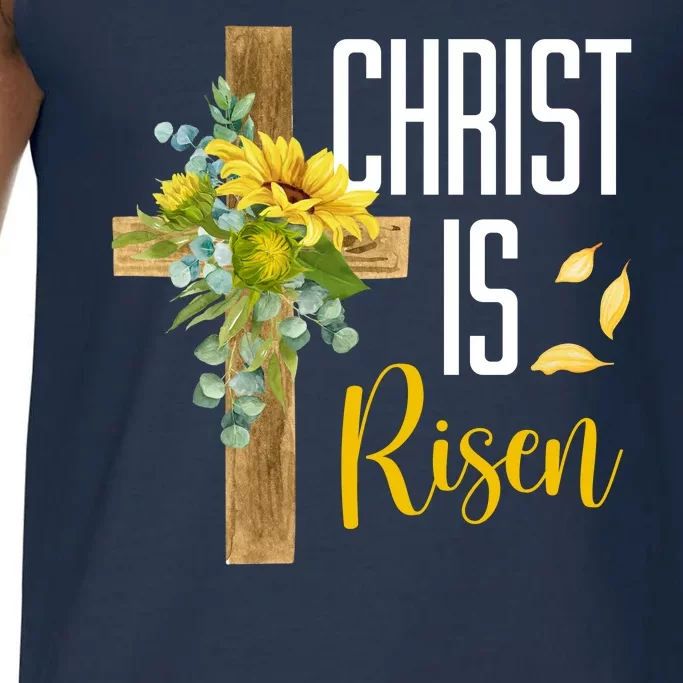 Christ Is Risen Sunflower Cross Easter Comfort Colors® Tank Top