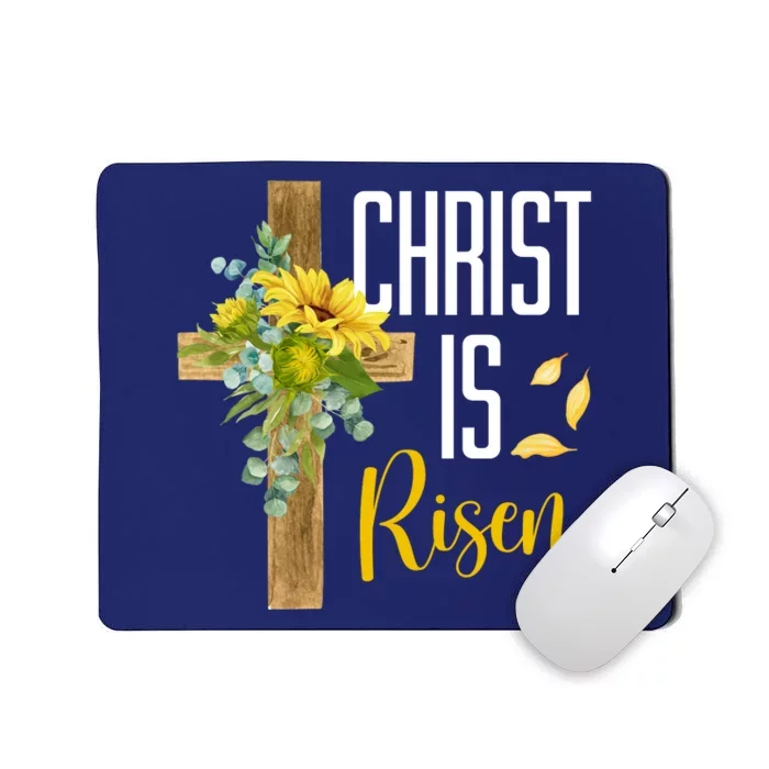 Christ Is Risen Sunflower Cross Easter Mousepad