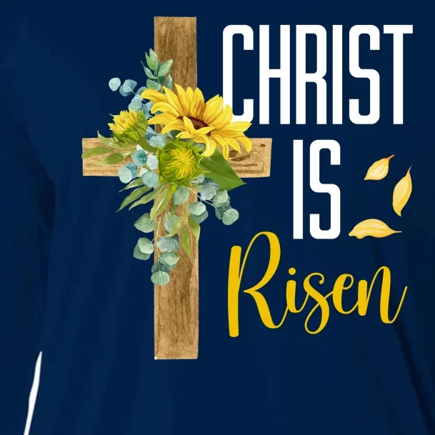 Christ Is Risen Sunflower Cross Easter Cooling Performance Long Sleeve Crew