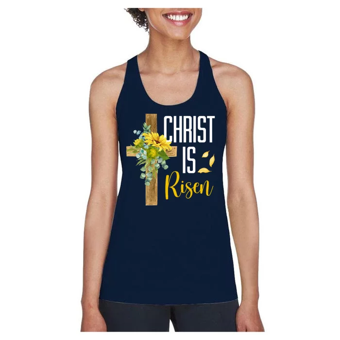 Christ Is Risen Sunflower Cross Easter Women's Racerback Tank