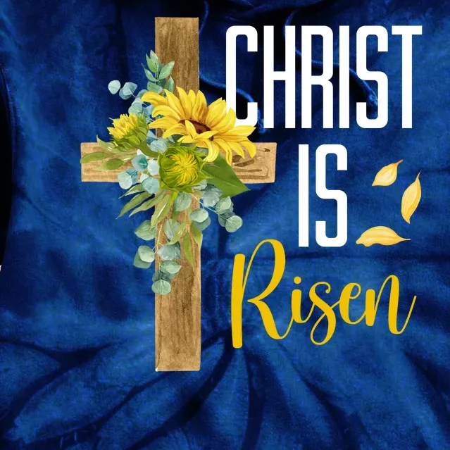 Christ Is Risen Sunflower Cross Easter Tie Dye Hoodie