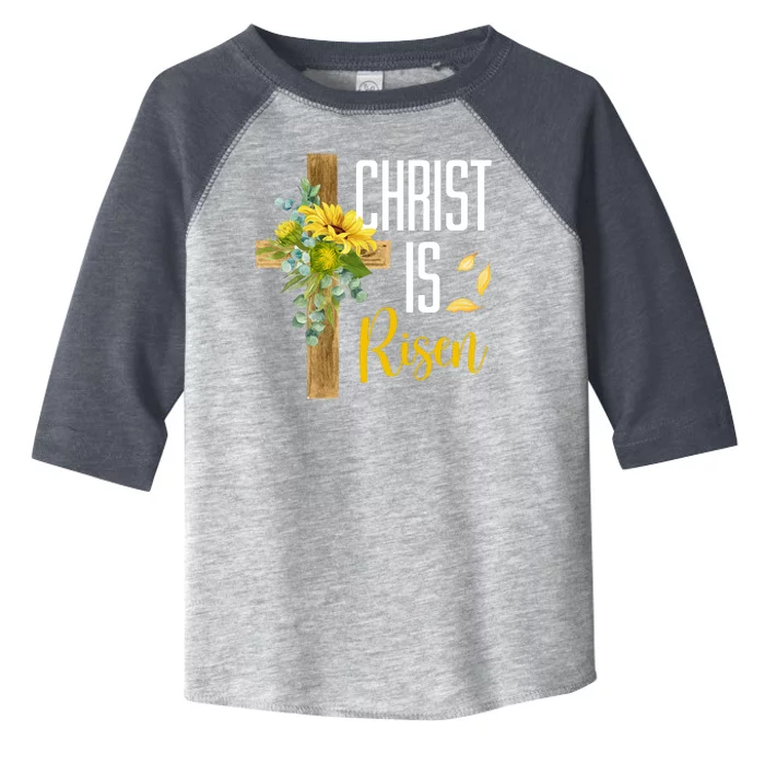 Christ Is Risen Sunflower Cross Easter Toddler Fine Jersey T-Shirt