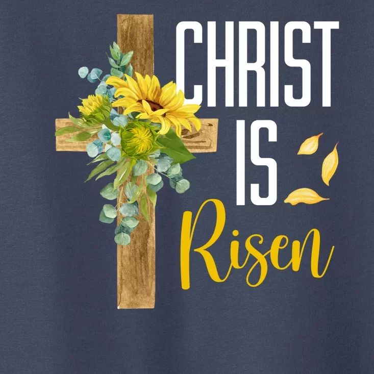 Christ Is Risen Sunflower Cross Easter Toddler T-Shirt