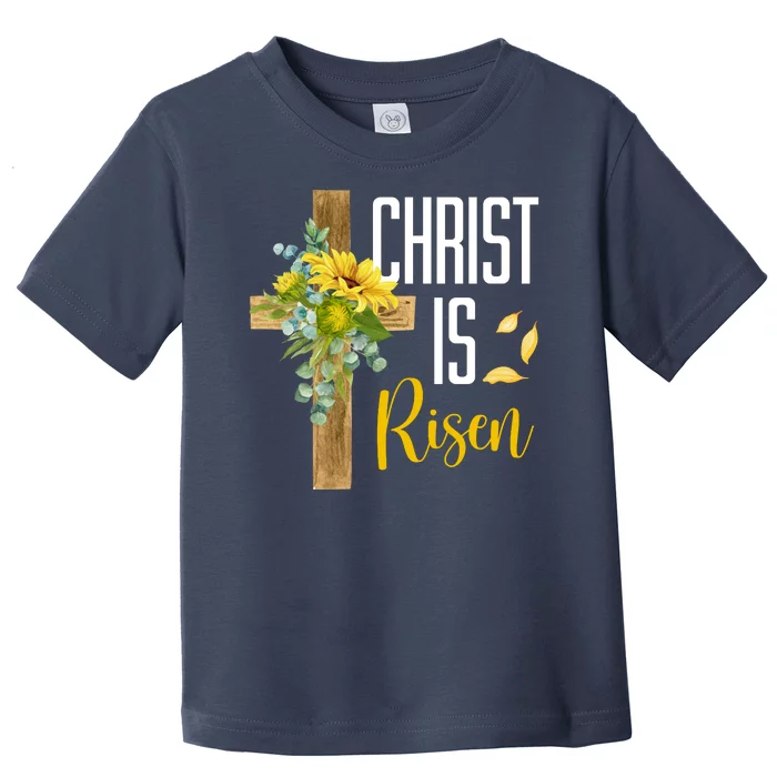 Christ Is Risen Sunflower Cross Easter Toddler T-Shirt