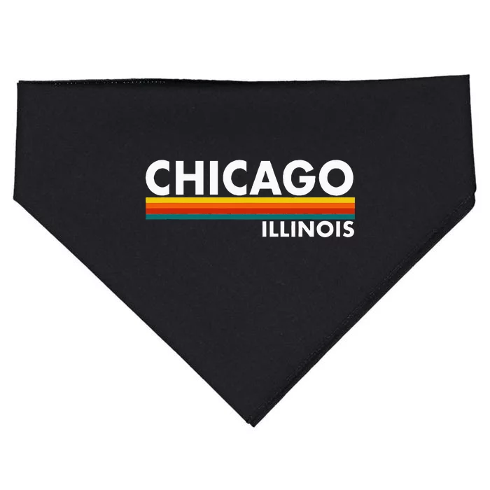 Chicago Illinois Retro Stripes USA-Made Doggie Bandana