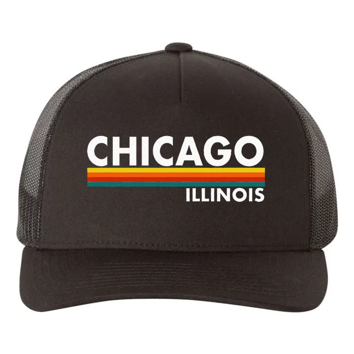 Chicago Illinois Retro Stripes Yupoong Adult 5-Panel Trucker Hat