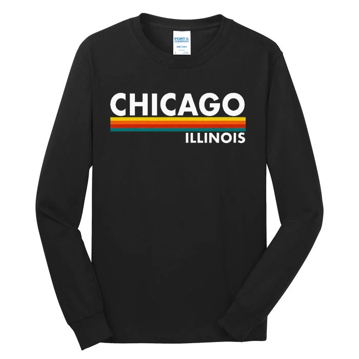 Chicago Illinois Retro Stripes Tall Long Sleeve T-Shirt