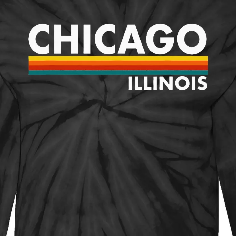 Chicago Illinois Retro Stripes Tie-Dye Long Sleeve Shirt