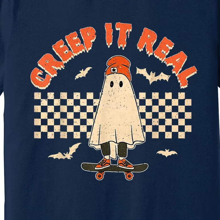 Creep It Real Skateboarding Ghost Retro Halloween Costume Premium T-Shirt