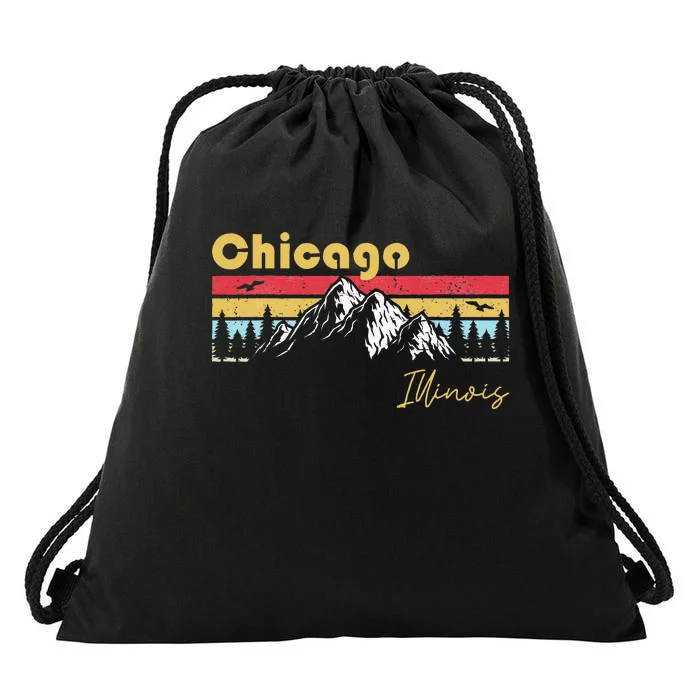 Chicago Illinois Roots Hometown Vintage Home State Pride Drawstring Bag