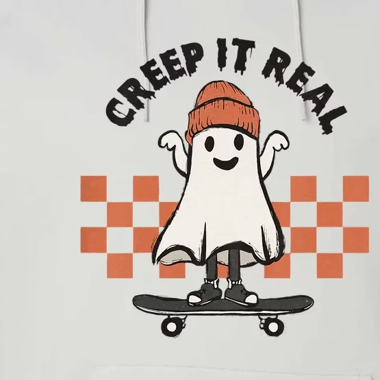 Creep It Real Toddler Halloween Skateboard Ghost Performance Fleece Hoodie