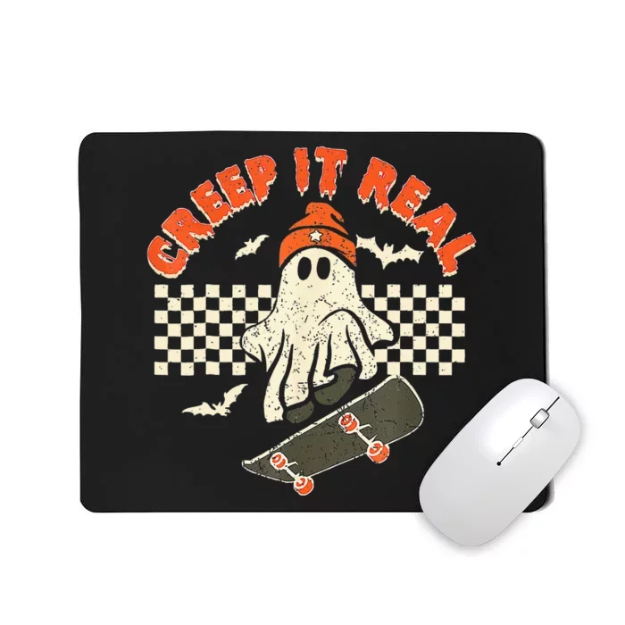 Creep It Real Skateboarding Retro Halloween Ghost Costume Mousepad