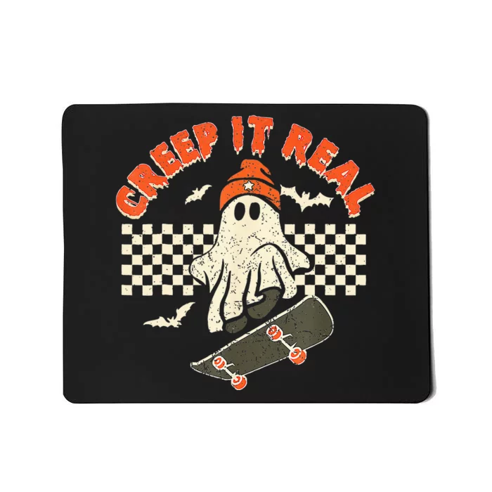 Creep It Real Skateboarding Retro Halloween Ghost Costume Mousepad