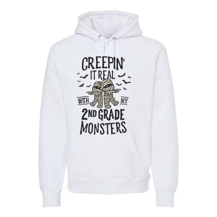 Creepin It Real With My 2nd Grade Monsters Halloween Teacher Premium Hoodie