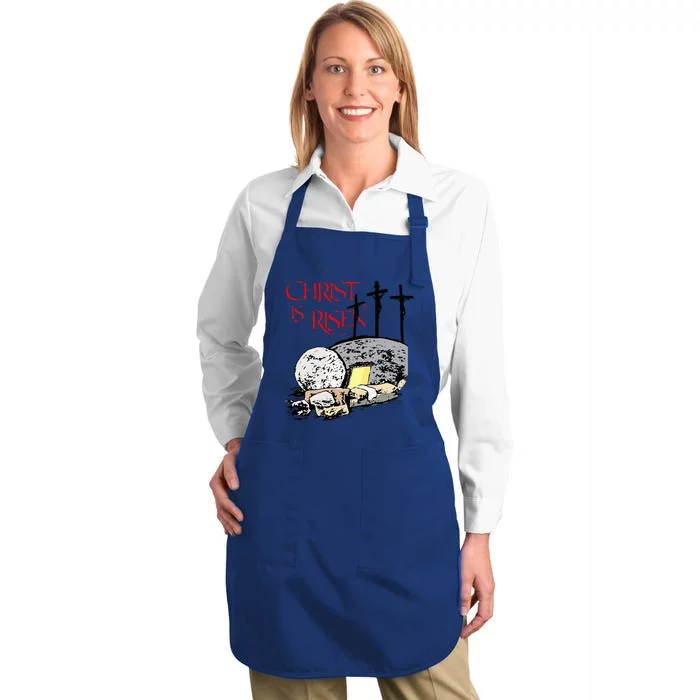 Christ Is Risen Empty Tomb Cross Jesus Risen Easter Full-Length Apron With Pocket