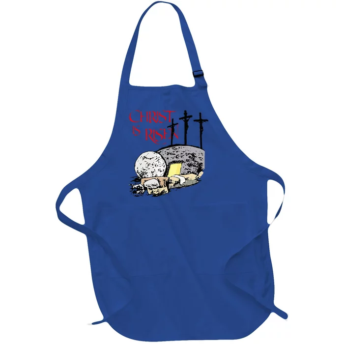 Christ Is Risen Empty Tomb Cross Jesus Risen Easter Full-Length Apron With Pocket