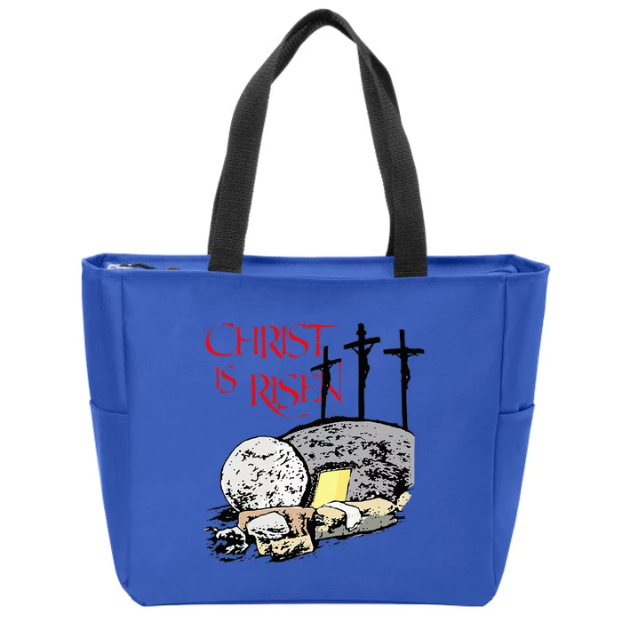 Christ Is Risen Empty Tomb Cross Jesus Risen Easter Zip Tote Bag