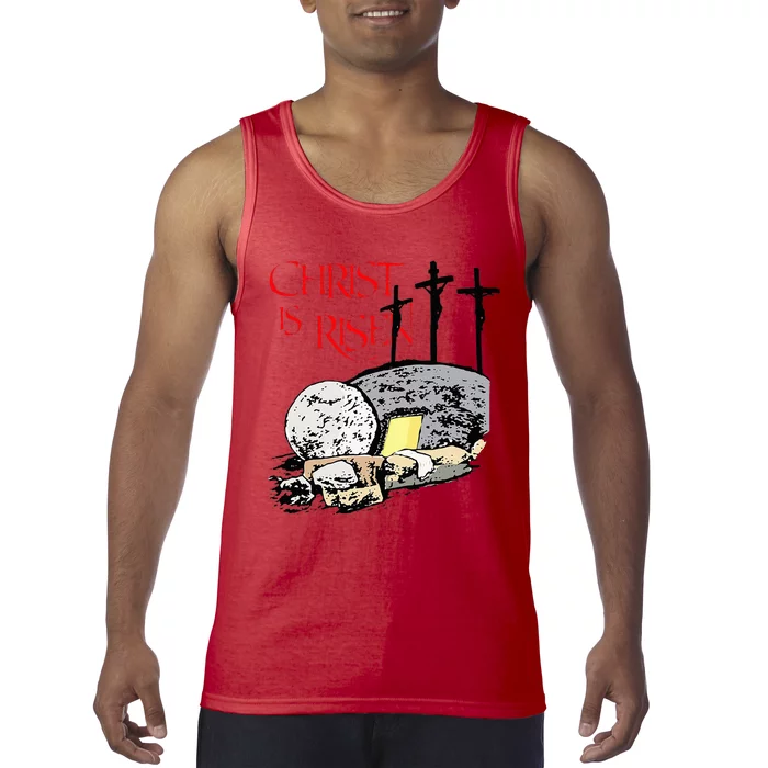 Christ Is Risen Empty Tomb Cross Jesus Risen Easter Tank Top