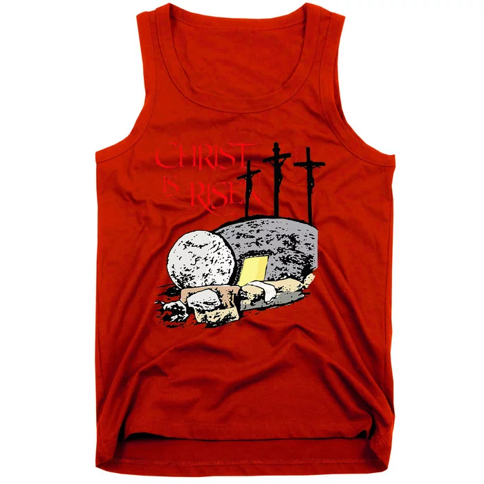 Christ Is Risen Empty Tomb Cross Jesus Risen Easter Tank Top