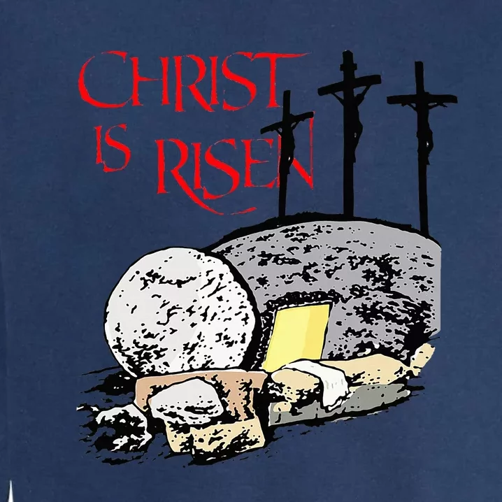 Christ Is Risen Empty Tomb Cross Jesus Risen Easter Garment-Dyed Sweatshirt