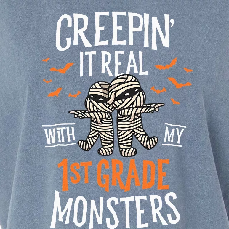 Creepin It Real With My 1st Grade Monsters Halloween Teacher Garment-Dyed Women's Muscle Tee