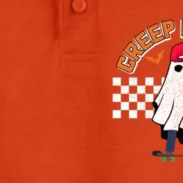 Creep It Real Ghost Skateboard Funny Skater Halloween Gift Dry Zone Grid Performance Polo