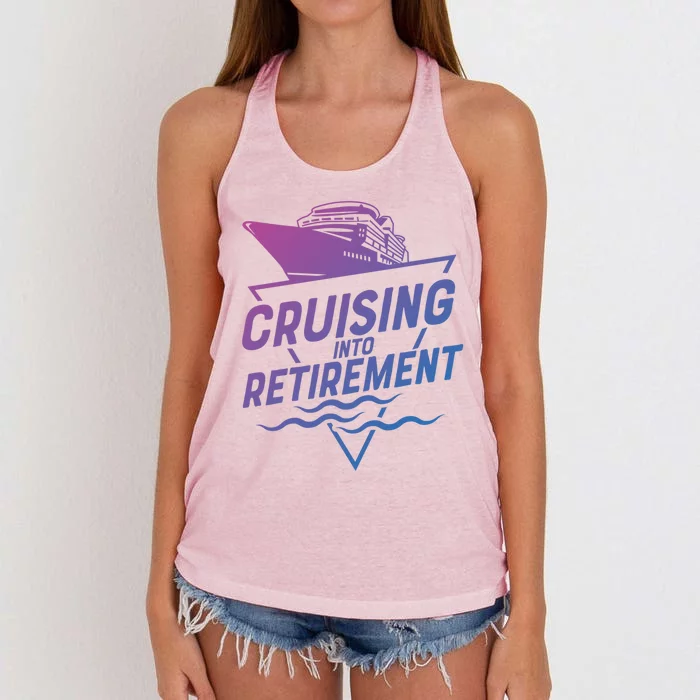 Cruising Into Retiret Cruise Funny Gift Women's Knotted Racerback Tank