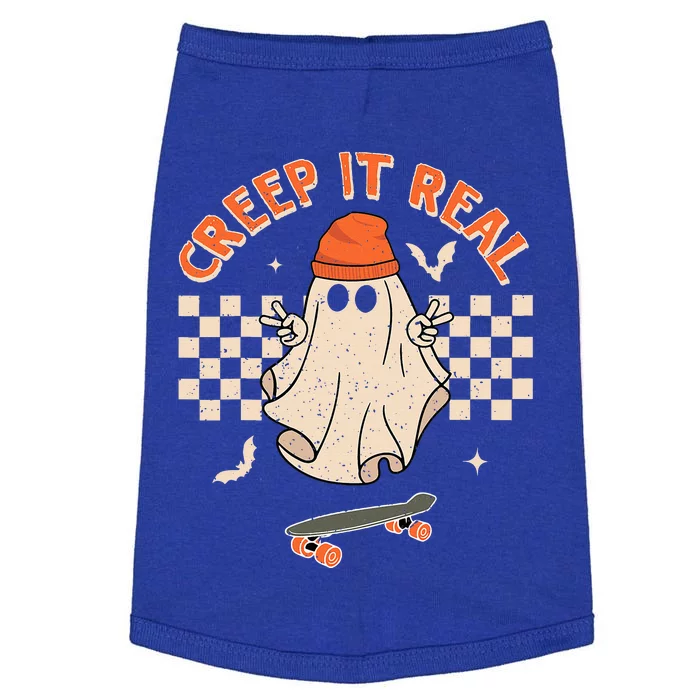 Creep It Real Skateboarding Ghost Retro Halloween Costume Doggie Tank