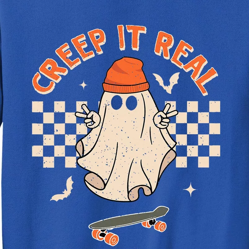 Creep It Real Skateboarding Ghost Retro Halloween Costume Sweatshirt