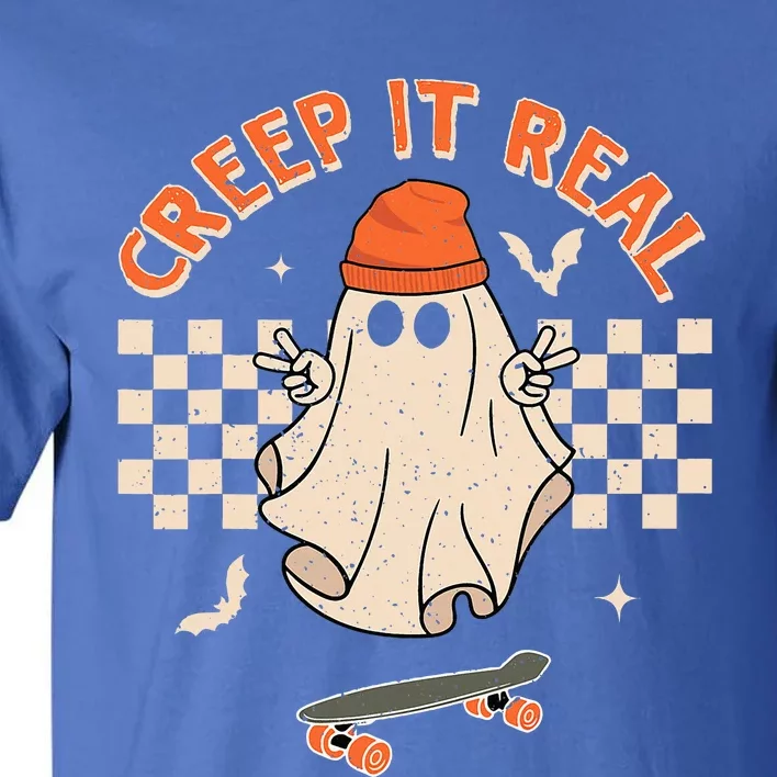 Creep It Real Skateboarding Ghost Retro Halloween Costume Tall T-Shirt