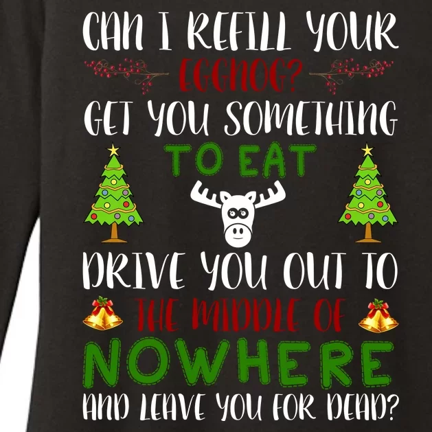 Can I Refill Your Eggnog Funny Christmas Movie Quote Womens CVC Long Sleeve Shirt