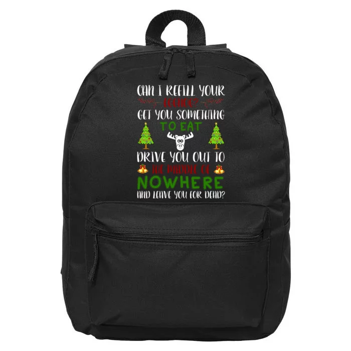 Can I Refill Your Eggnog Funny Christmas Movie Quote 16 in Basic Backpack