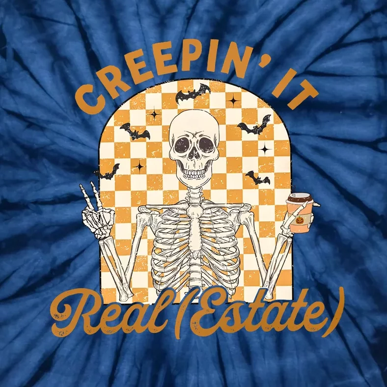 Creepin It Real Estate Gift For Real Estate Agent Halloween Tie-Dye T-Shirt