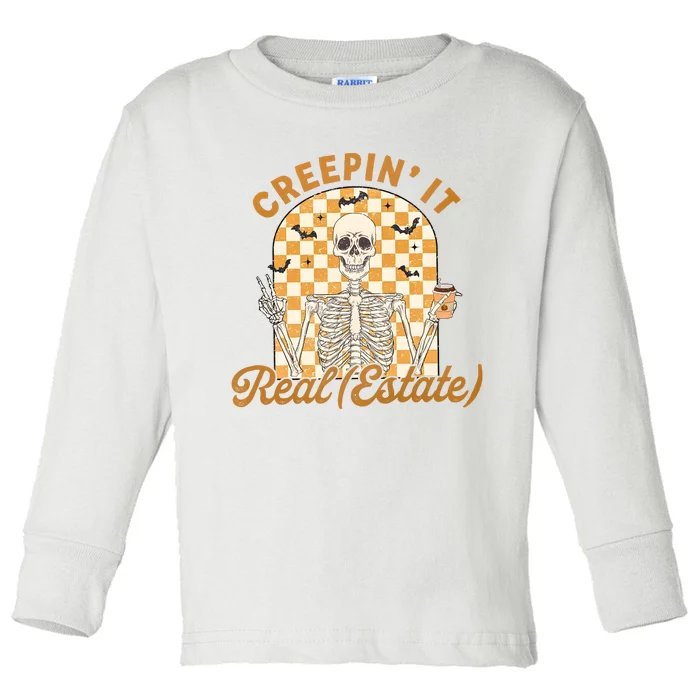 Creepin It Real Estate Gift For Real Estate Agent Halloween Toddler Long Sleeve Shirt