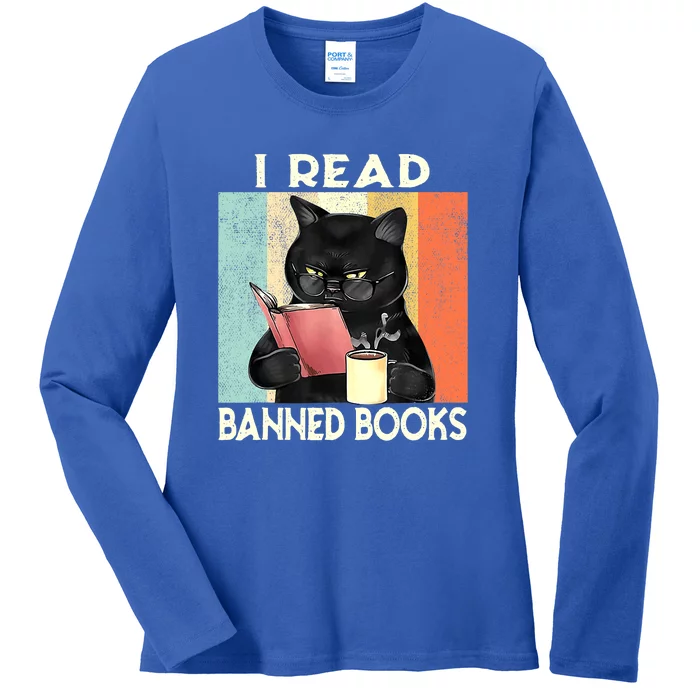 Cat I Read Banned Books Funny Bookworms Reading Book Ladies Long Sleeve Shirt