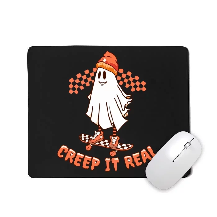 Creep It Real Ghost Skateboarding Cute Ghost Boy Halloween Boo Gift Mousepad