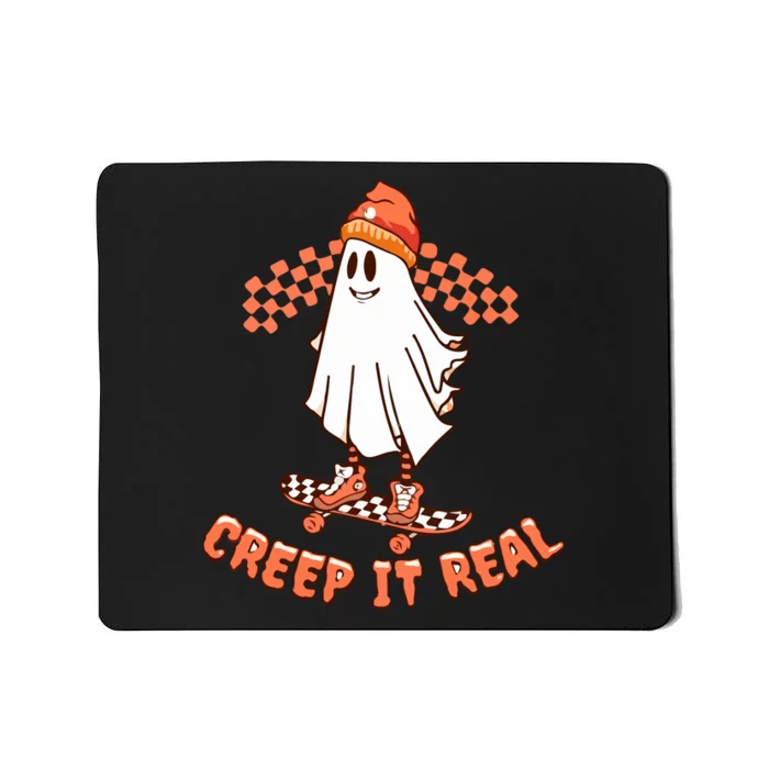 Creep It Real Ghost Skateboarding Cute Ghost Boy Halloween Boo Gift Mousepad