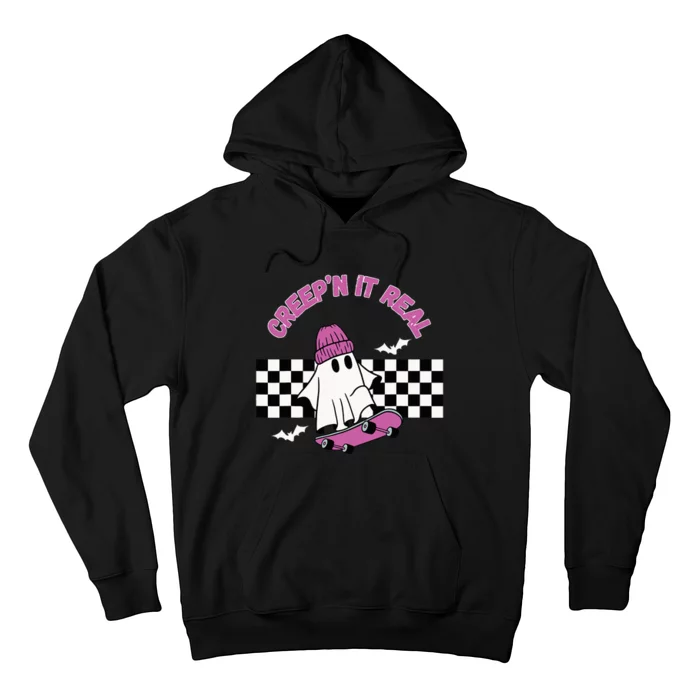 Creep It Real Skateboarding Ghost Halloween Fun Costume Hoodie