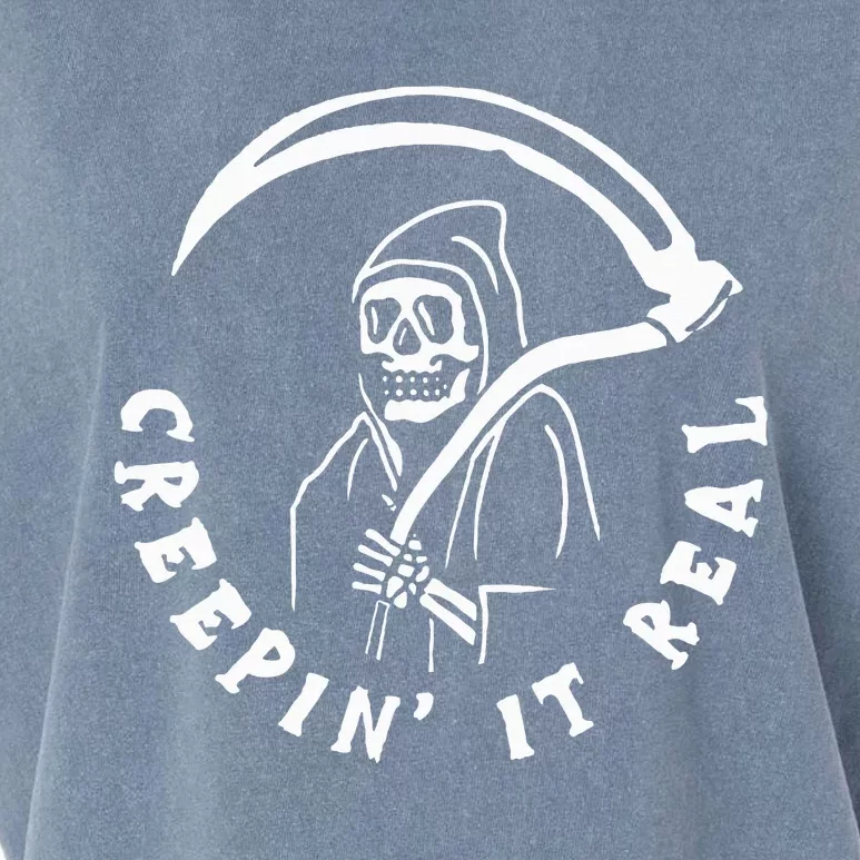 Creepin It Real Grim Reaper Halloween Garment-Dyed Women's Muscle Tee