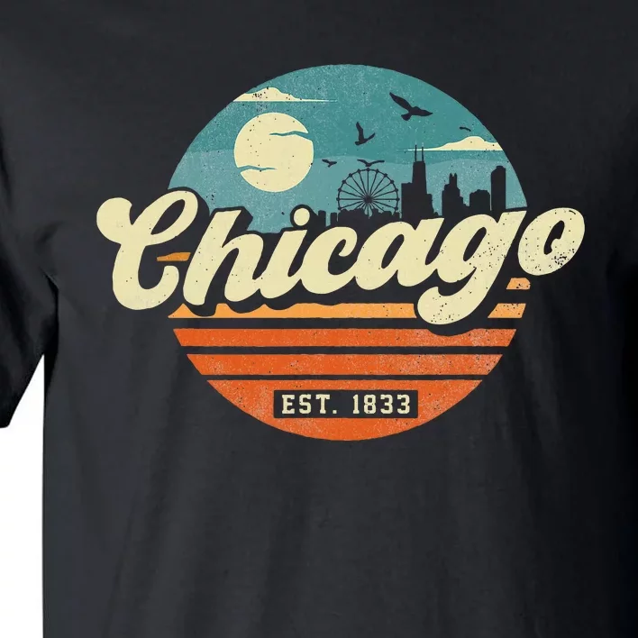 Chicago Illinois Retro Skyline Night Il Souvenirs Tall T-Shirt